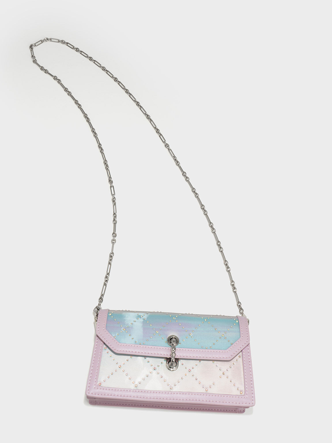 Túi đeo chéo nắp gập Marietta Holographic Quilted, Xám hoa lilac, hi-res