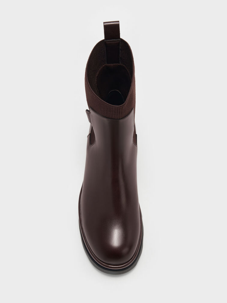 Boots cổ thấp đế cao Barron, N&acirc;u đậm, hi-res