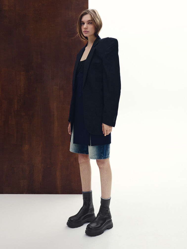 Leoi Back-Zip Chunky Ankle Boots, Black, hi-res