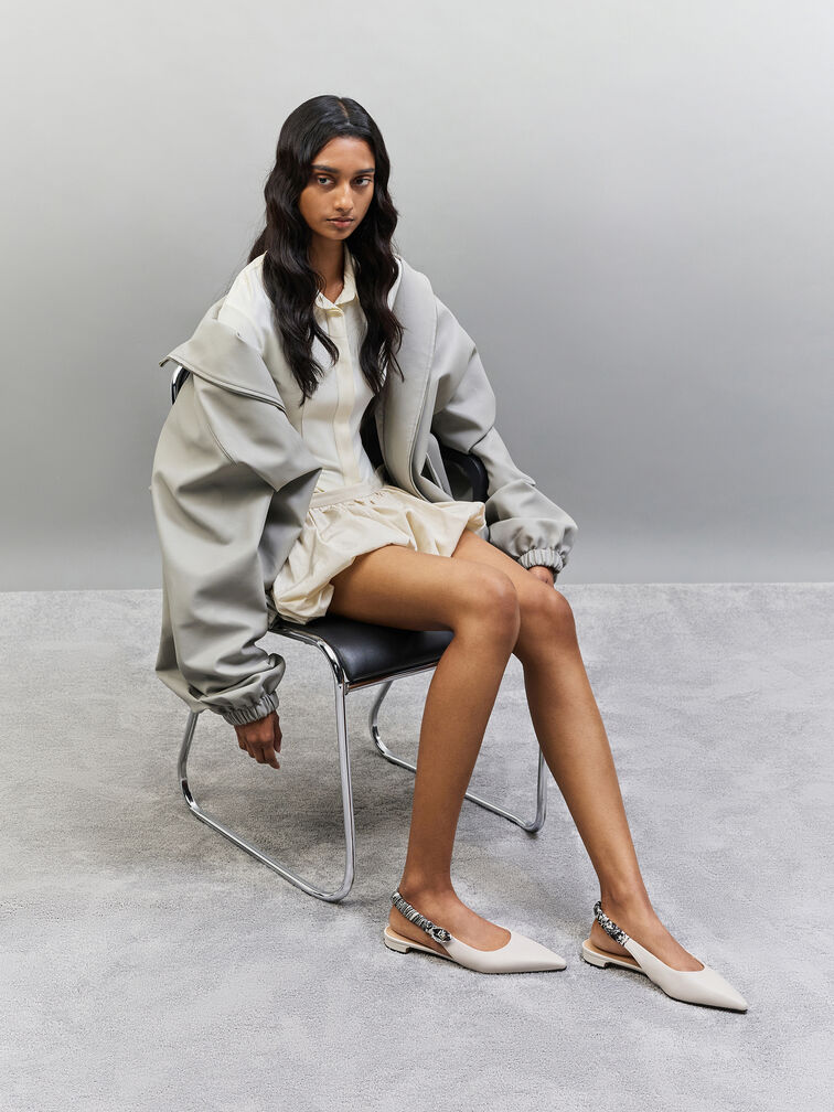 Gi&agrave;y sandals đế thấp Tayari Leather, Phấn, hi-res