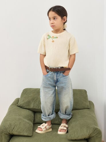 Gi&agrave;y sandals b&eacute; g&aacute;i Floral Bow, V&agrave;ng, hi-res