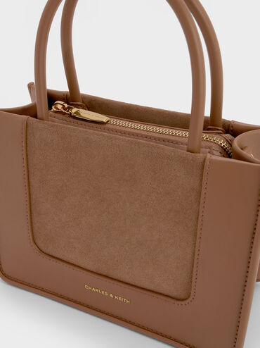 T&uacute;i tote phom chữ nhật Mini Daylla, N&acirc;u mocha, hi-res