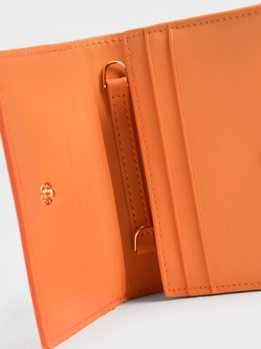 Cassia Snap Button Mini Short Wallet, Orange, hi-res
