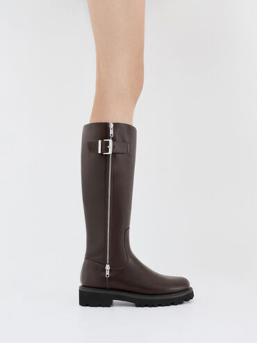 Boots cổ cao mũi tr&ograve;n Lyndon, N&acirc;u đậm, hi-res