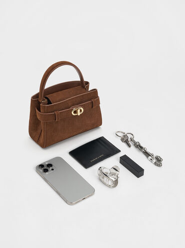 Aubrielle Top Handle Bag, Chocolate, hi-res
