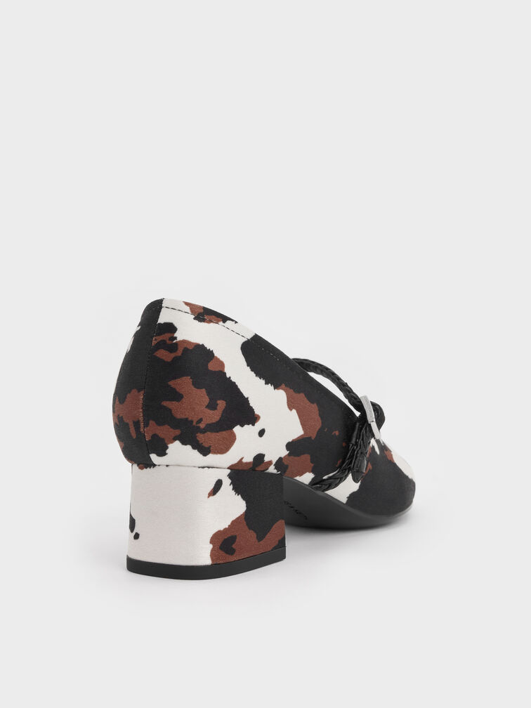 Franca Cow-Print Mary Jane Pumps, Animal Print Natural, hi-res