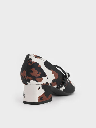 Franca Cow-Print Mary Jane Pumps, Animal Print Natural, hi-res