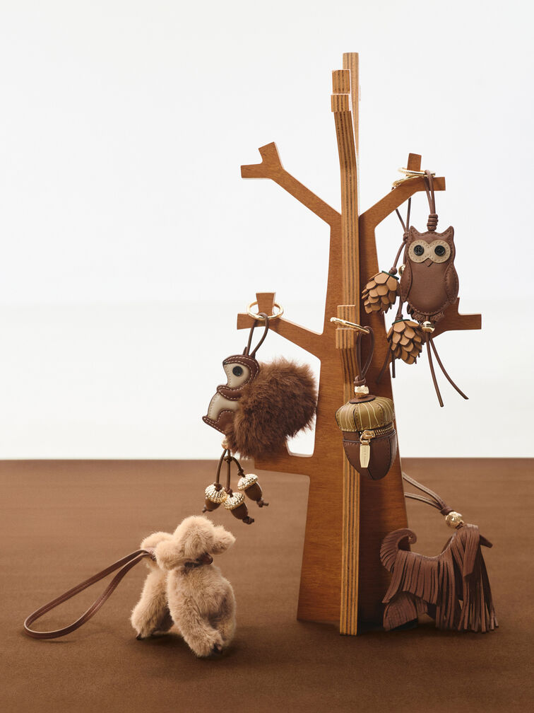 Furry Squirrel Acorn Charm, Multi, hi-res