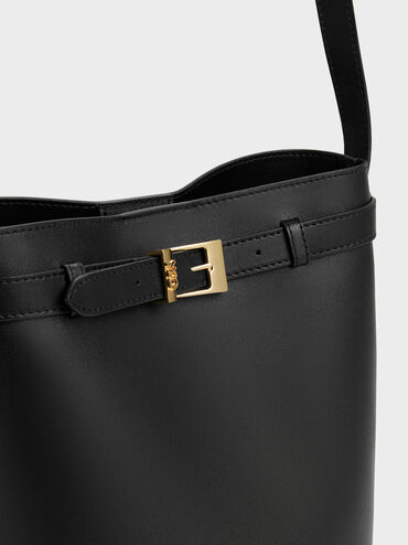 T&uacute;i đeo vai Jody Leather Belted, Đen, hi-res