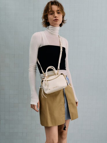 Haylen Braided-Charm Bowling Bag, Cream, hi-res