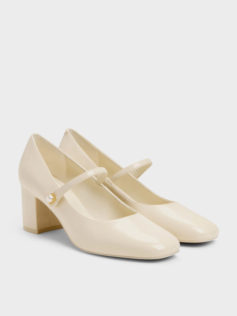 Marie Pearl Mary Jane Pumps, Cream, hi-res