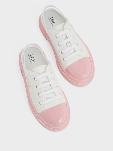 Girls' Kay Canvas Two-Tone Slingback Sneakers, White, hi-res