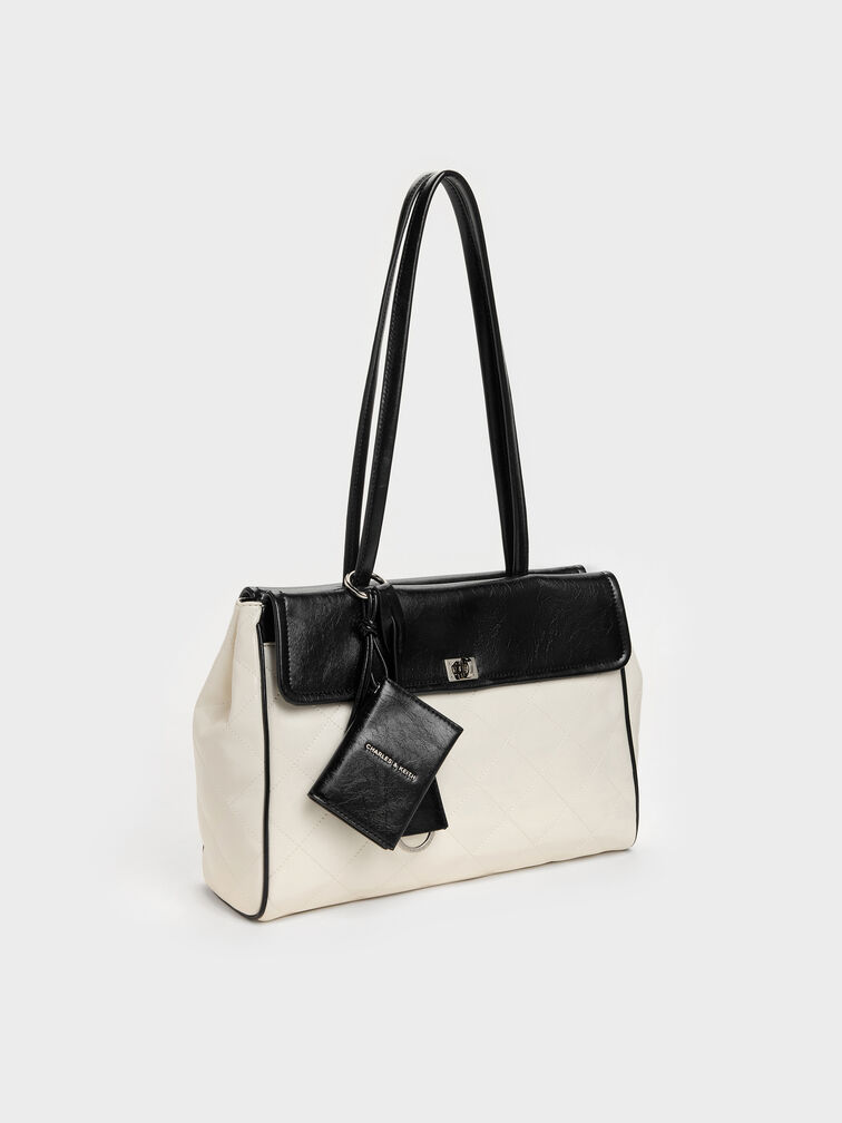 T&uacute;i tote chần b&ocirc;ng XL Apfra, Multi Cream, hi-res