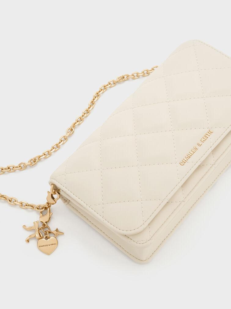 Arrietty Quilted Wallet On Chain, Cream, hi-res