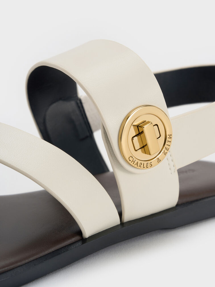 Gi&agrave;y sandals đế bệt Yara Canvas, Trắng, hi-res