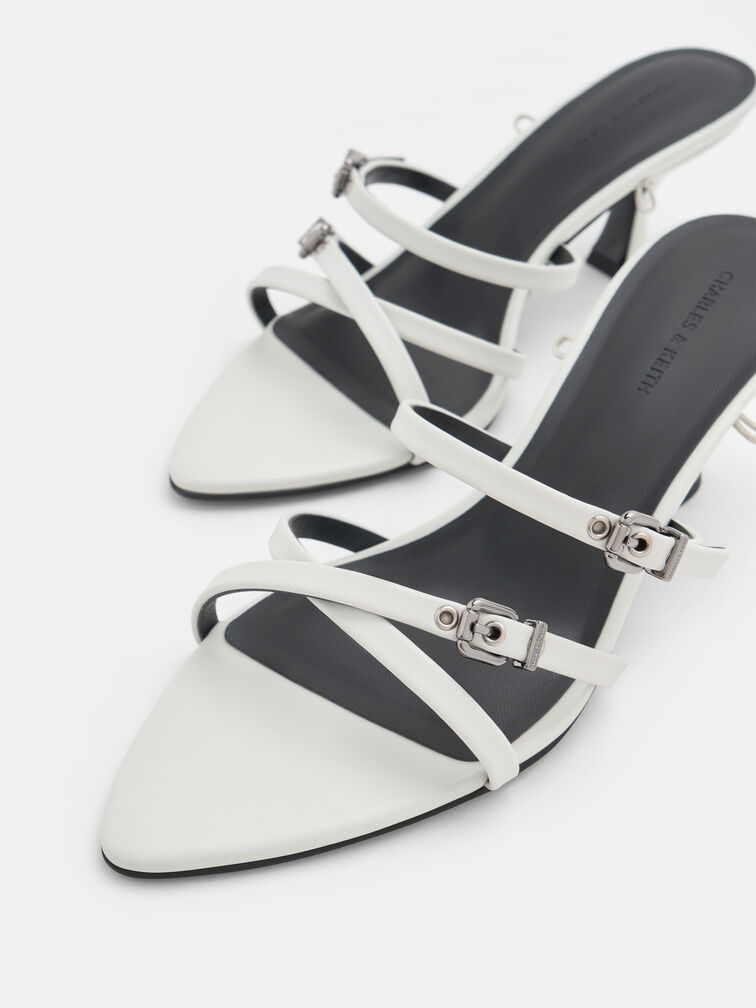 Amaliya Pointed Strappy Heeled Sandals, White, hi-res
