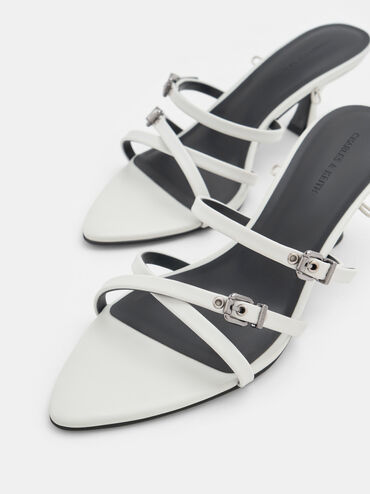 Amaliya Pointed Strappy Heeled Sandals, White, hi-res