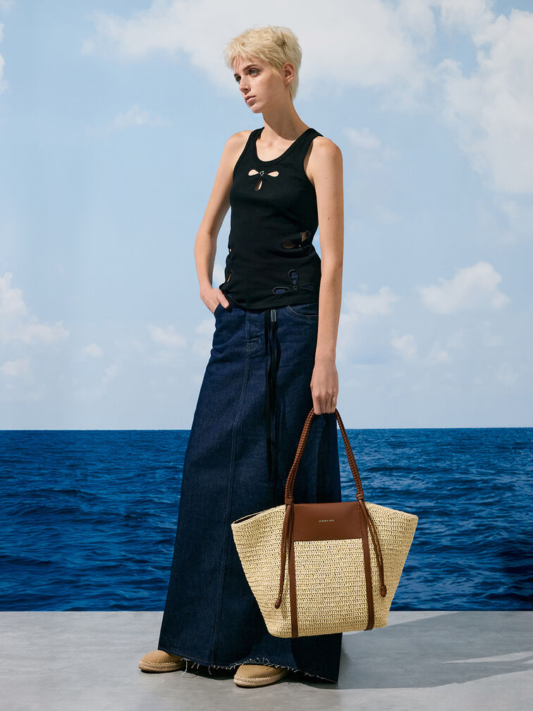 Shalia Raffia Tote Bag, Natural Raffia, hi-res