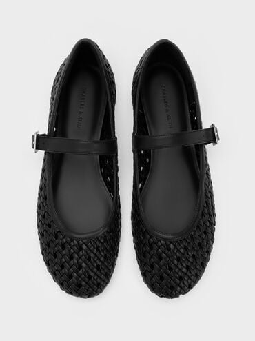 Gi&agrave;y b&uacute;p b&ecirc; mũi tr&ograve;n Woven, Đen, hi-res