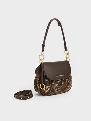 T&uacute;i đeo vai Britton Checkered Ruched, Nhiều m&agrave;u, hi-res