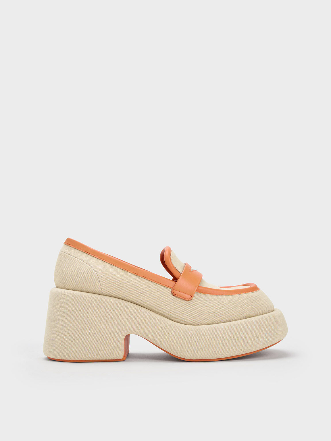 Leni Canvas Platform Loafers, Orange, hi-res