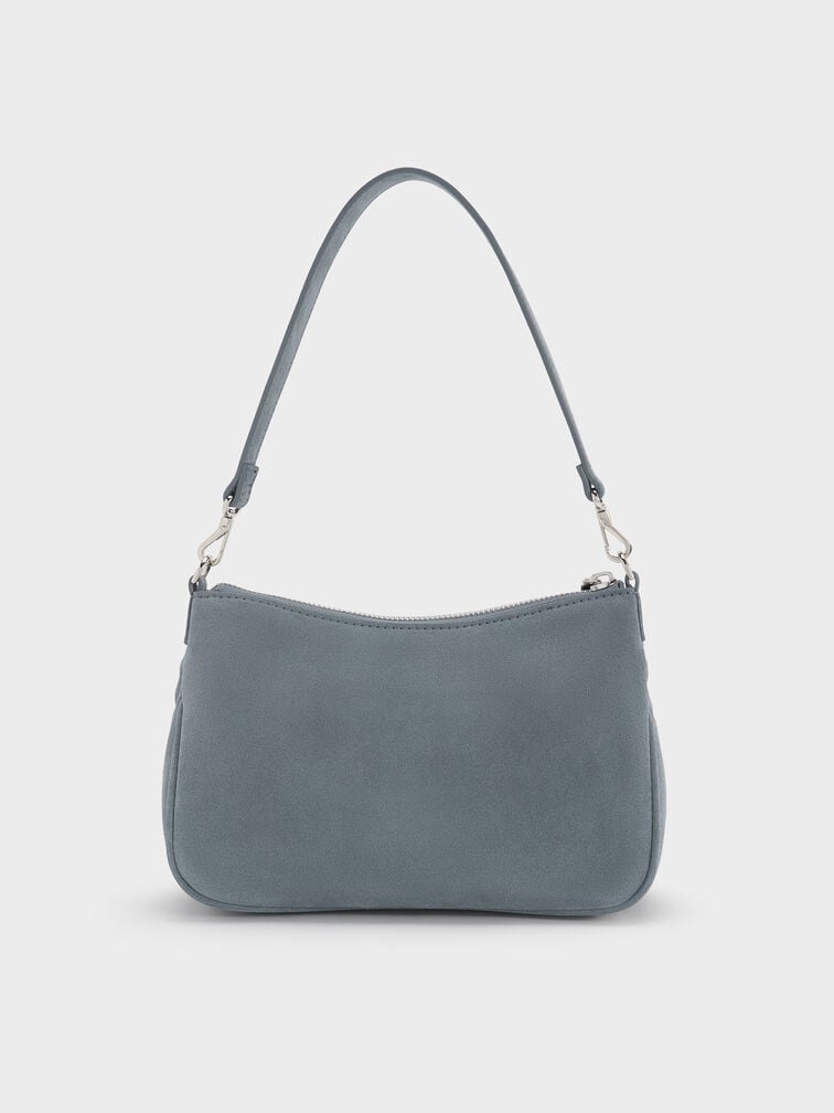 Mini Reese Ruched Bow Shoulder Bag, Smoky Blue, hi-res