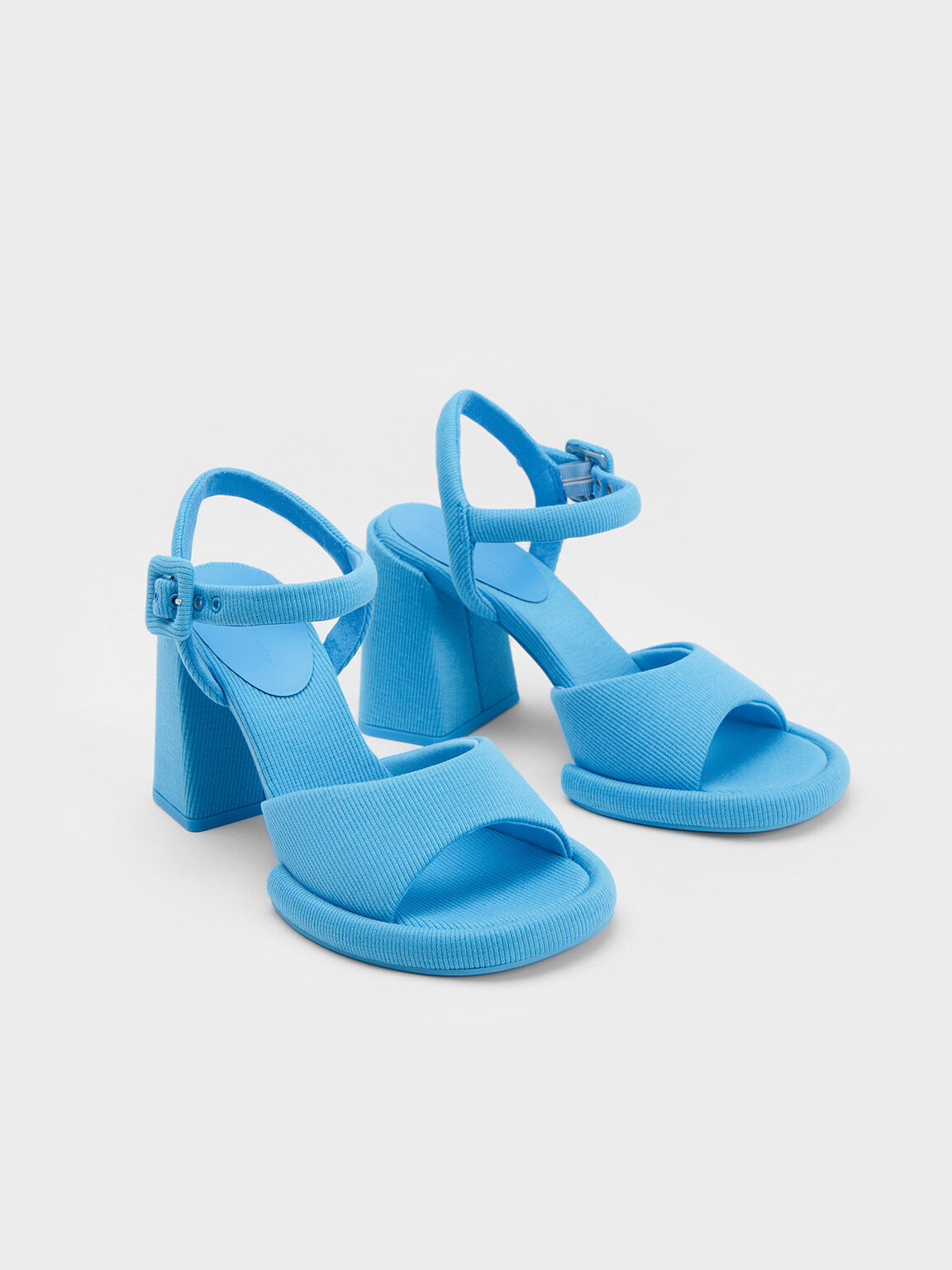 Giày sandals cao gót đế trụ Woven Trapeze, Xanh blue, hi-res