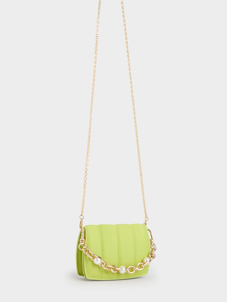 Chain Handle Vanity Pouch, Lime, hi-res