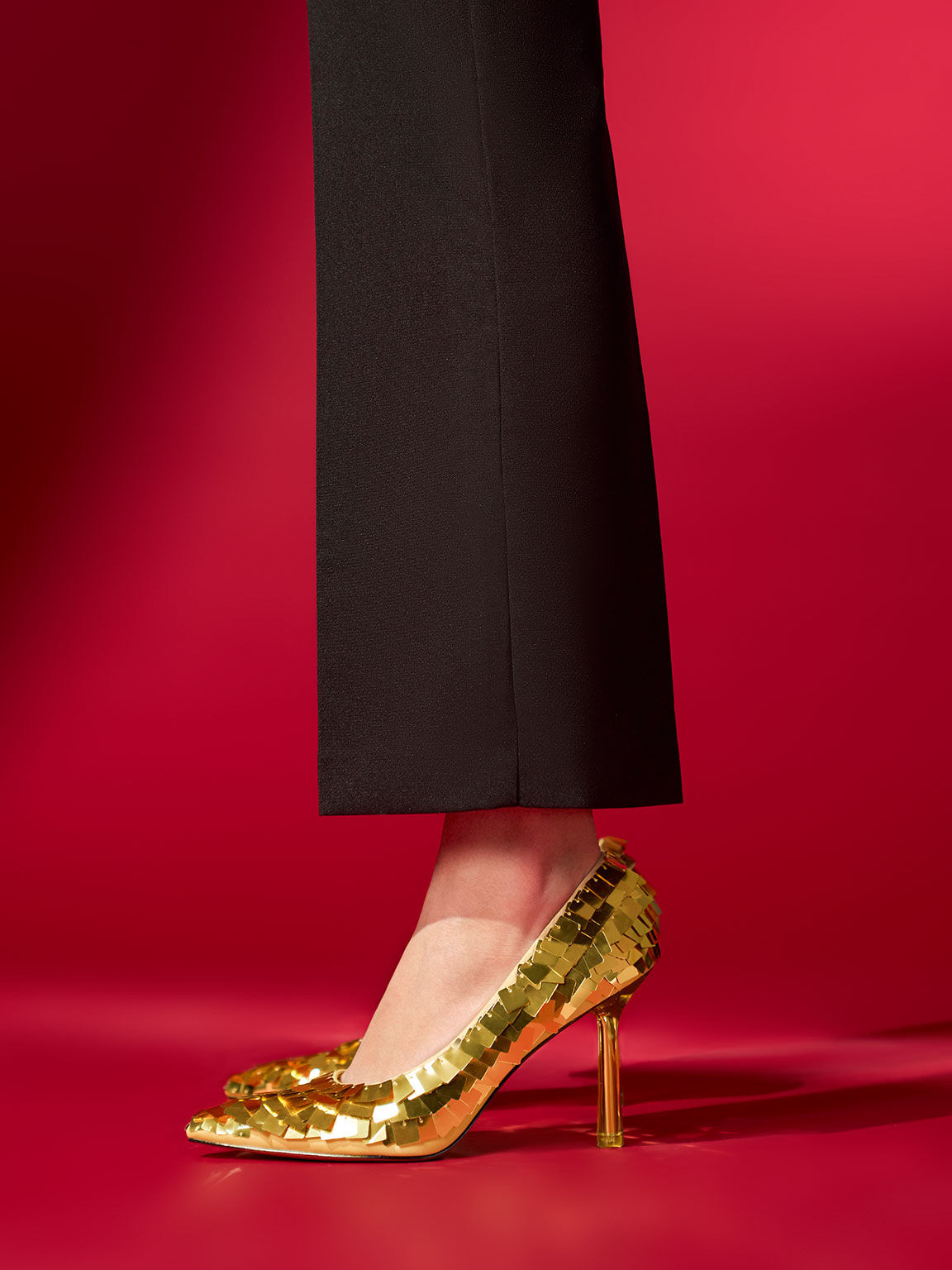 Giày cao gót Sequinned Stiletto, Vàng đồng, hi-res