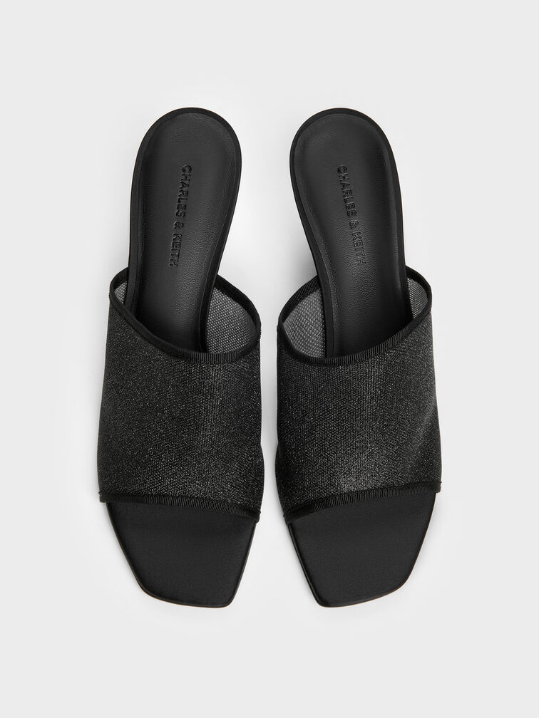 Gi&agrave;y mules cao g&oacute;t Glittered, Đen họa tiết, hi-res