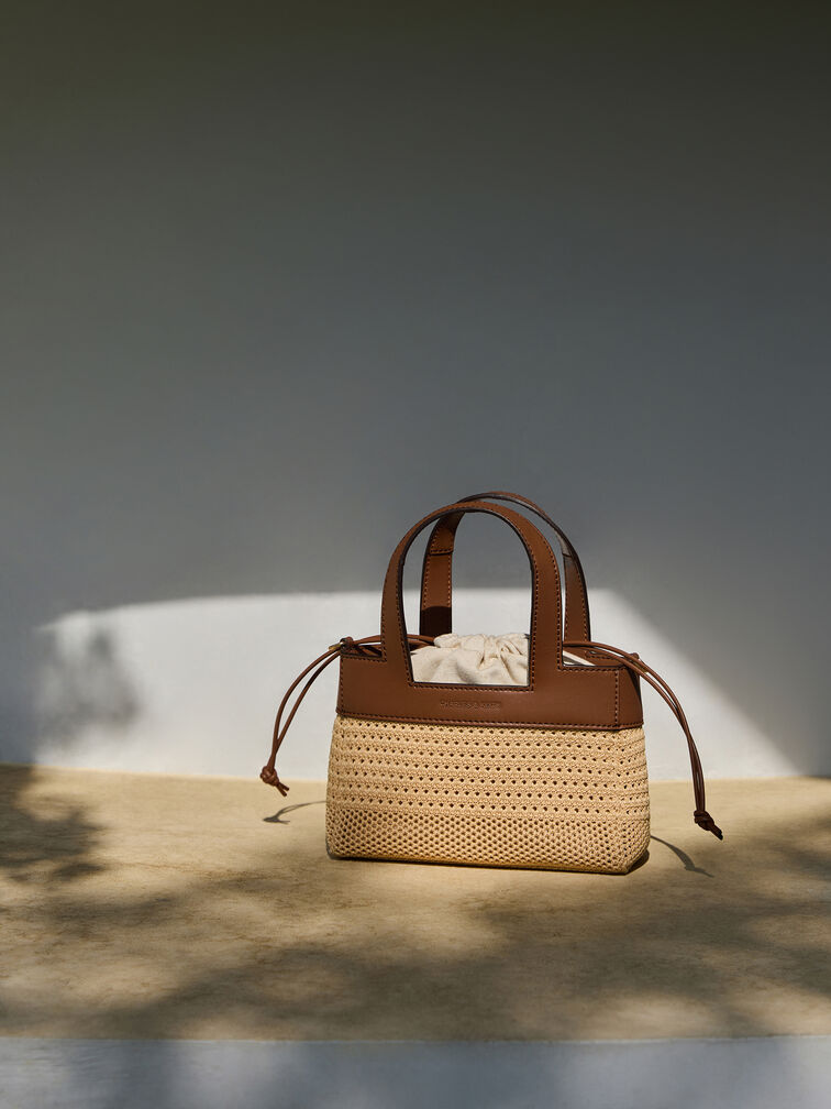 Girls' Ida Knitted Mini Bag, Beige, hi-res