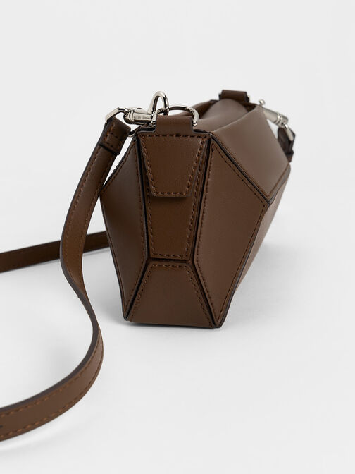 Túi đeo vai Nasrin Nasrin Geometric Chain-Handle, Nâu đậm, hi-res
