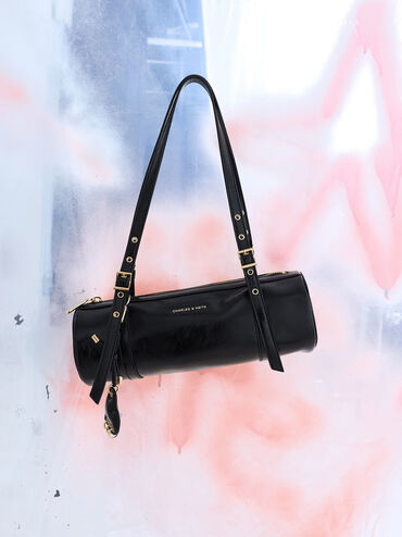 Rey Elongated Shoulder Bag, Black, hi-res
