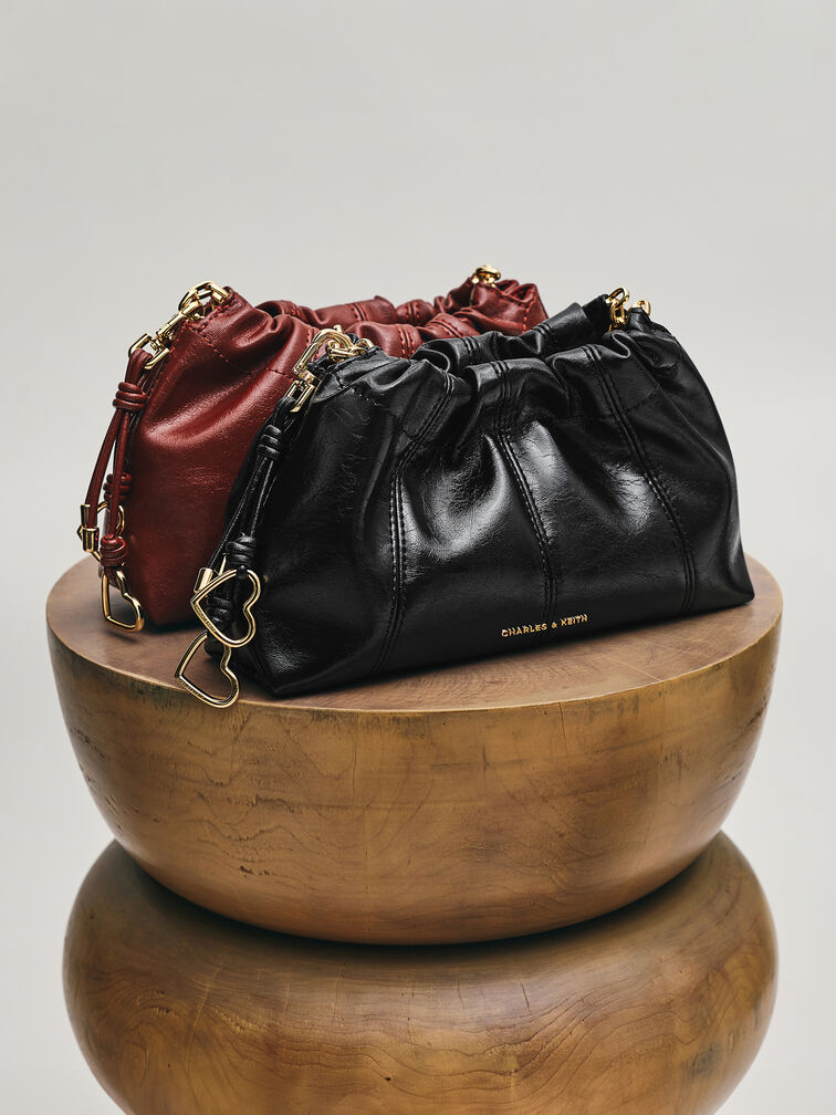 Ciara Ruched Crossbody Bag, Burgundy, hi-res