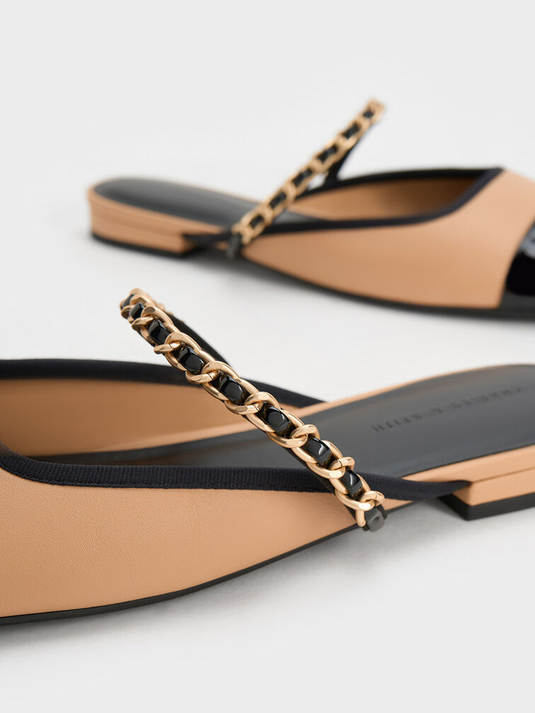Gi&agrave;y mules mũi vu&ocirc;ng Patent, Be, hi-res