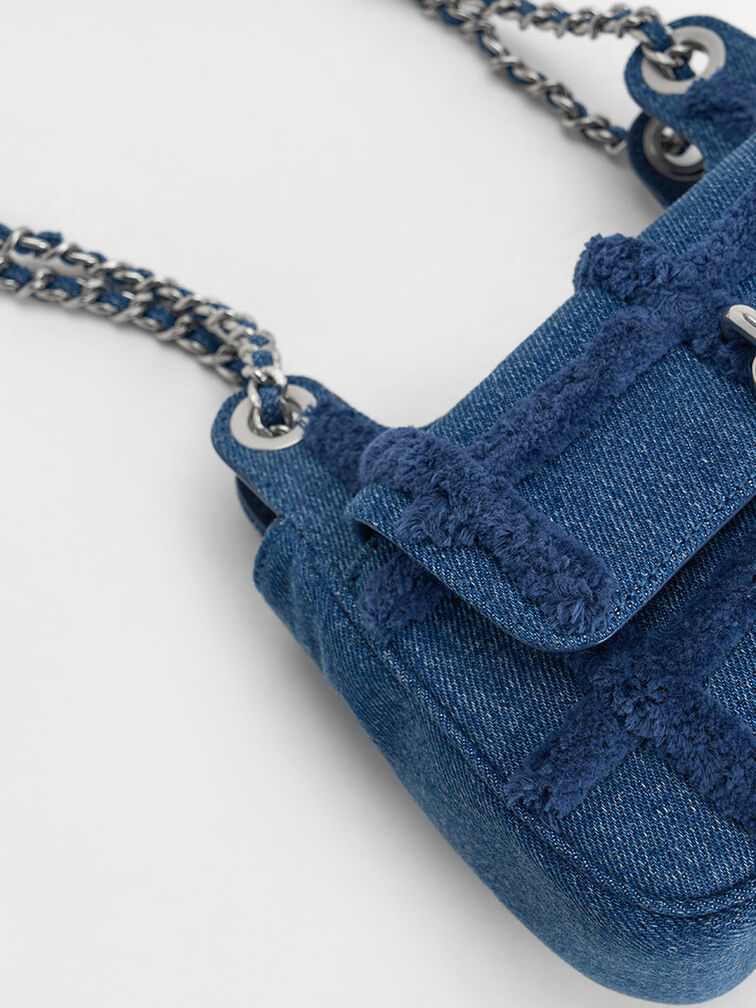 Suki Denim Padlock Shoulder Bag, Denim Blue, hi-res