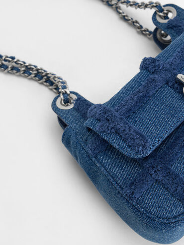 Suki Denim Padlock Shoulder Bag, Denim Blue, hi-res