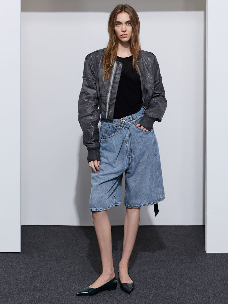 Erinna Metallic-Accent Pointed-Toe Flats, Black Boxed, hi-res