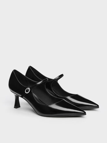 Pointed Mary Jane Pumps, Black Boxed, hi-res