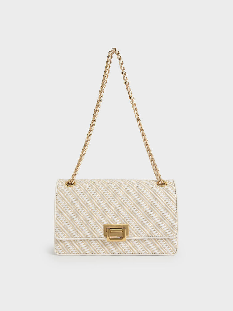 Everline Woven Braided-Strap Shoulder Bag, White, hi-res