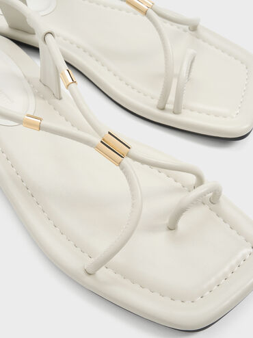 Gi&agrave;y sandals mũi vu&ocirc;ng Metallic, Phấn, hi-res