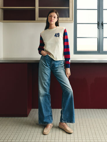 Gi&agrave;y lười mũi tr&ograve;n Gale Faux Suede, Be, hi-res