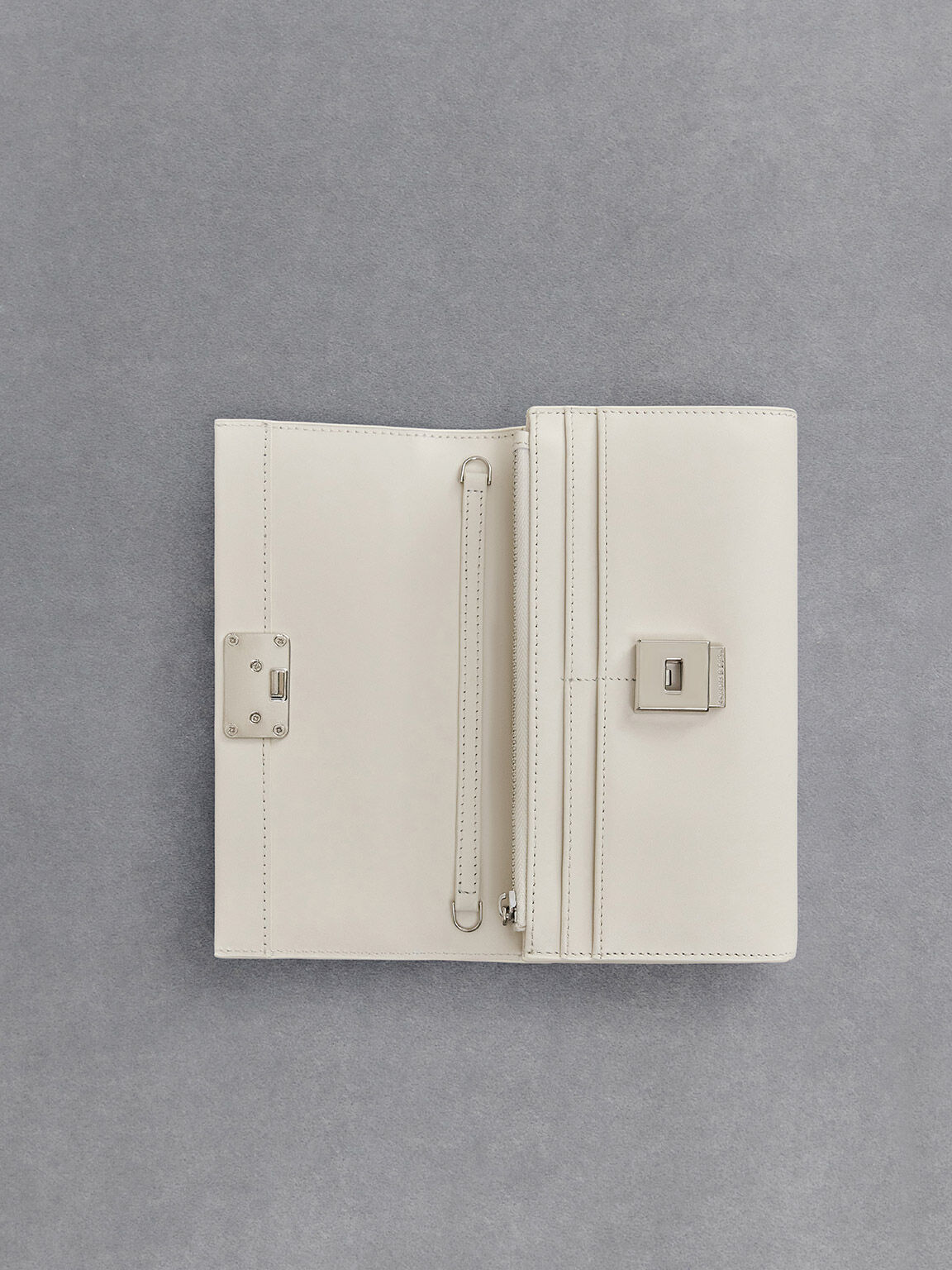 White Leather Chain-Strap Wallet - White - CHARLES & KEITH VN