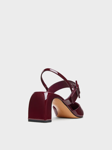 Gi&agrave;y sandals cao g&oacute;t Patent Buckled, Đỏ burgundy, hi-res