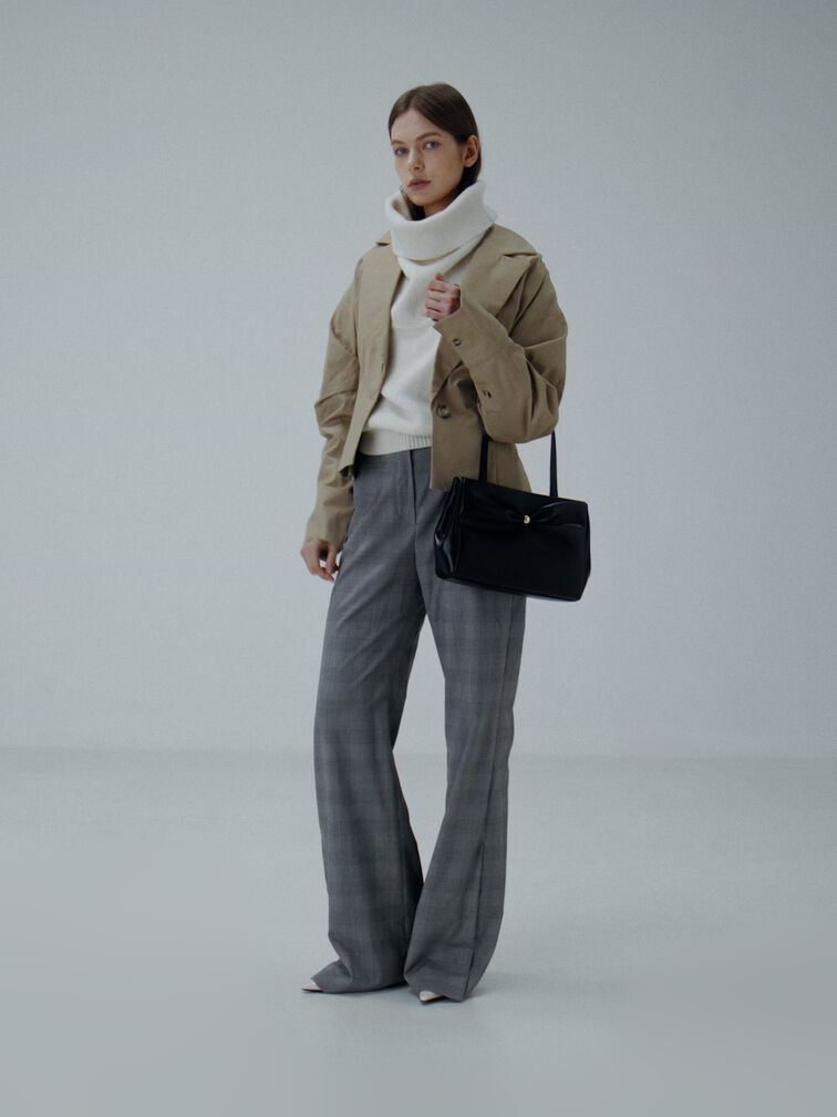T&uacute;i tote xếp nh&uacute;n Halsey, Đen, hi-res
