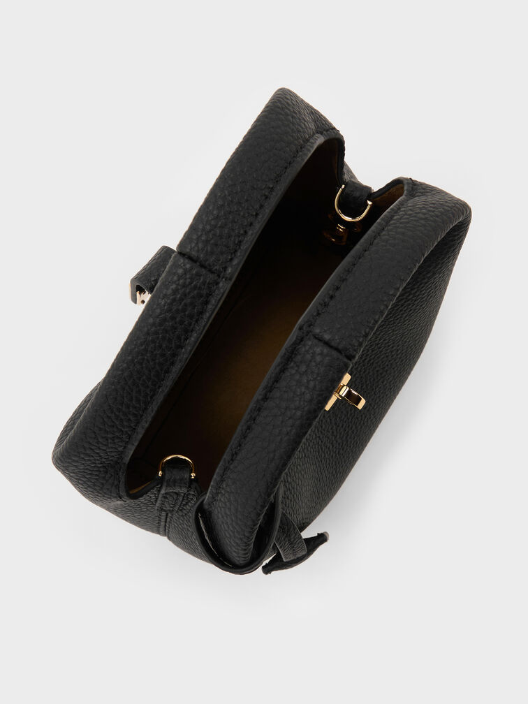 Mini Chance Turn-Lock Bucket Bag, Black, hi-res