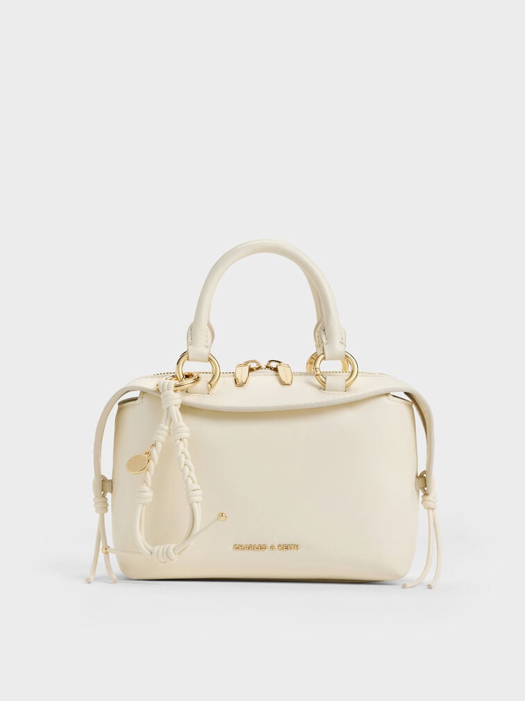Haylen Braided-Charm Bowling Bag, Cream, hi-res
