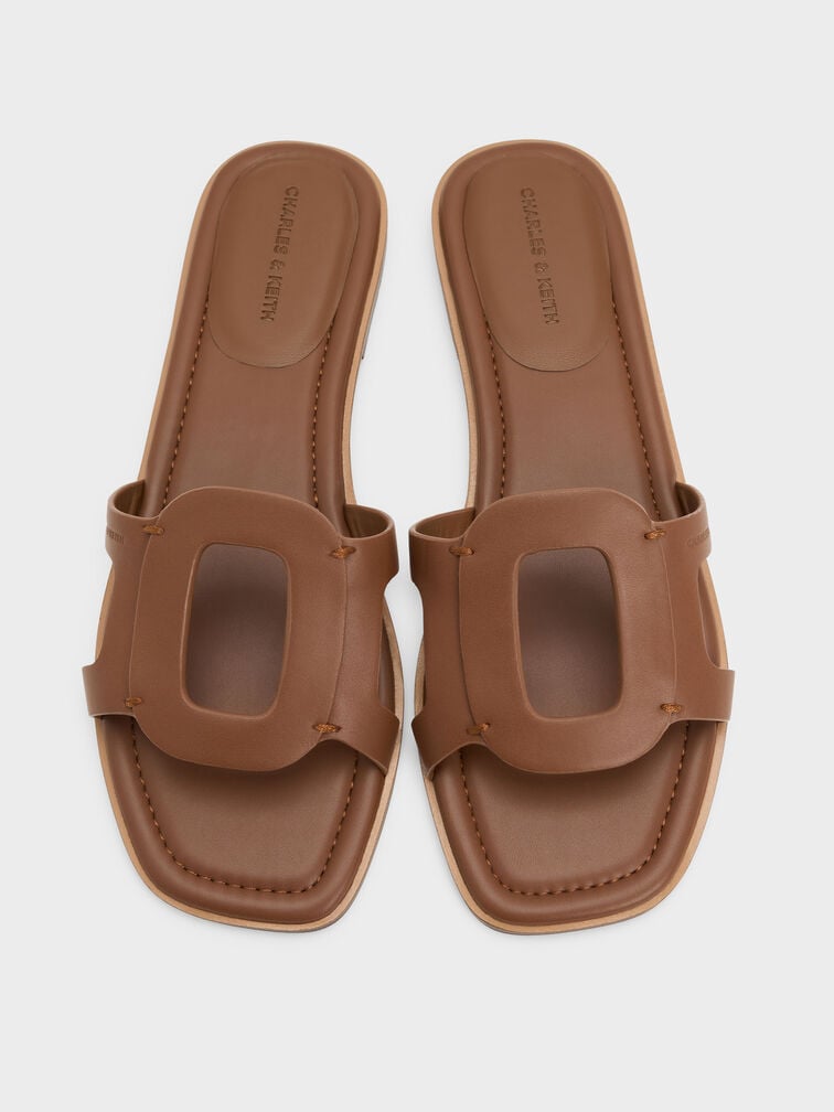 Easley Cut-Out Slide Sandals, Caramel, hi-res