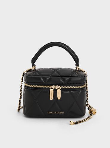 Arwen Quilted Top Handle Vanity Bag, Black, hi-res
