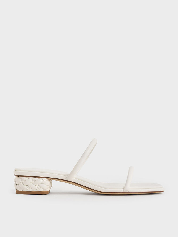 White Double-Strap Braided-Heel Mules White Sale CHARLES